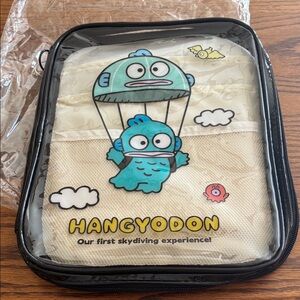 Sanrio Hangyodon Clear Black Trim Kids Bag with Teal Character